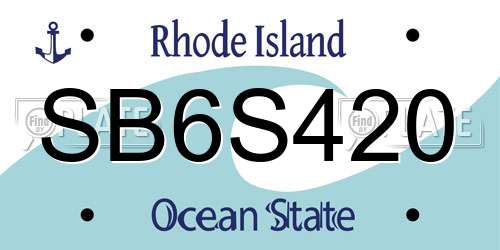SB6S420 Rhode Island License Plate