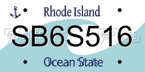 SB6S516 Rhode Island License Plate
