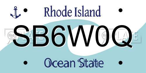 SB6W0Q Rhode Island License Plate