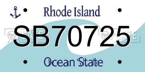 SB70725 Rhode Island License Plate