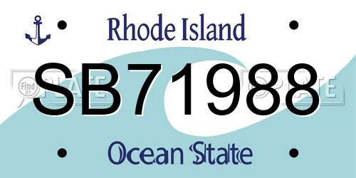 SB71988 Rhode Island License Plate