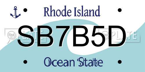 SB7B5D Rhode Island License Plate