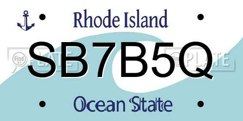 SB7B5Q Rhode Island License Plate
