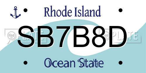 SB7B8D Rhode Island License Plate