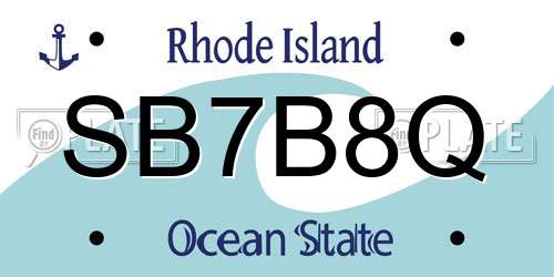 SB7B8Q Rhode Island License Plate