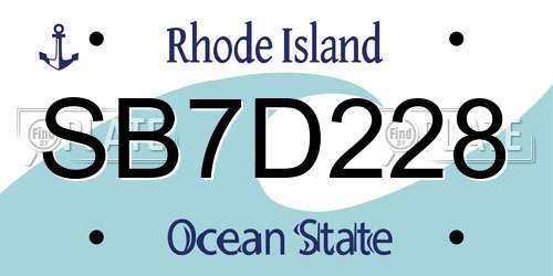 SB7D228 Rhode Island License Plate