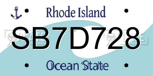 SB7D728 Rhode Island License Plate