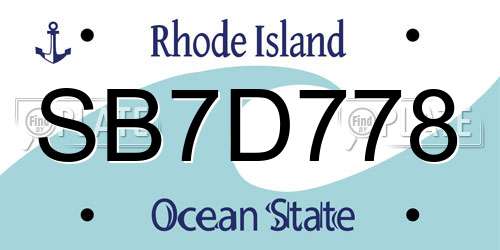 SB7D778 Rhode Island License Plate