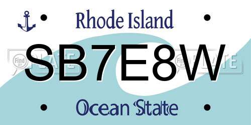 SB7E8W Rhode Island License Plate