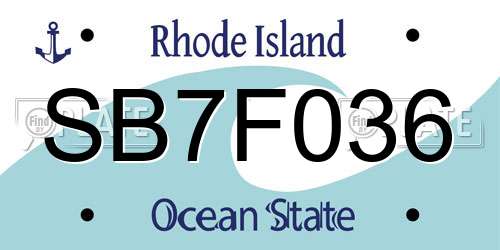 SB7F036 Rhode Island License Plate