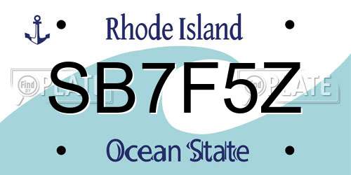 SB7F5Z Rhode Island License Plate