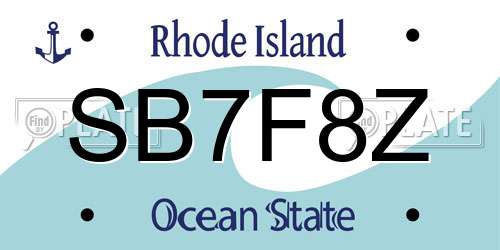 SB7F8Z Rhode Island License Plate