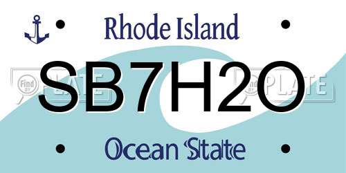 SB7H2O Rhode Island License Plate