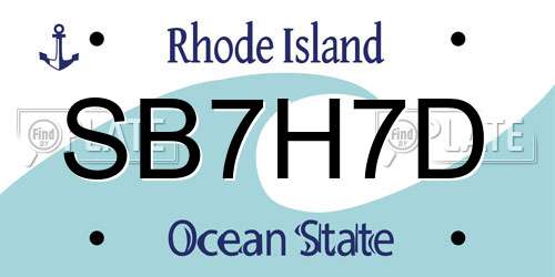 SB7H7D Rhode Island License Plate
