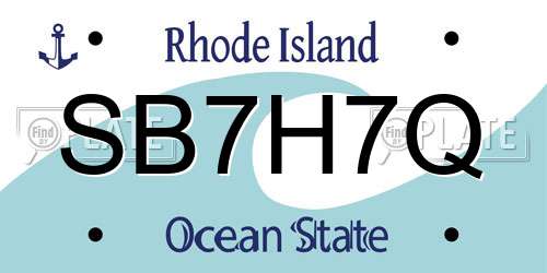 SB7H7Q Rhode Island License Plate
