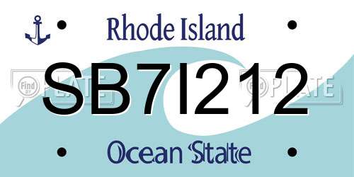 SB7I212 Rhode Island License Plate