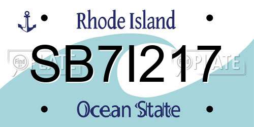 SB7I217 Rhode Island License Plate