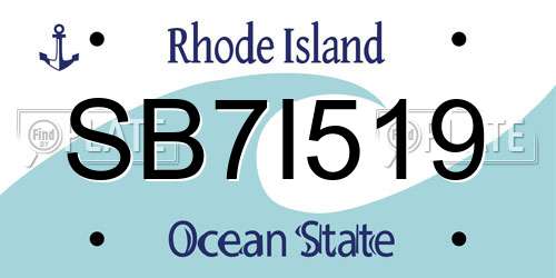 SB7I519 Rhode Island License Plate