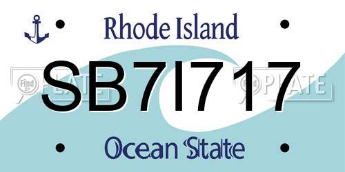 SB7I717 Rhode Island License Plate