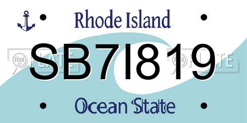 SB7I819 Rhode Island License Plate