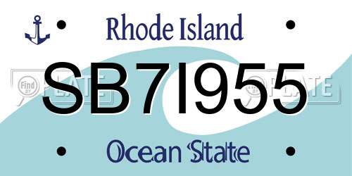 SB7I955 Rhode Island License Plate