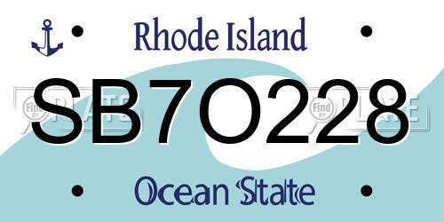 SB7O228 Rhode Island License Plate