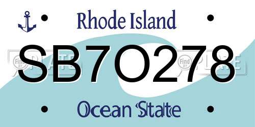 SB7O278 Rhode Island License Plate