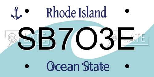 SB7O3E Rhode Island License Plate