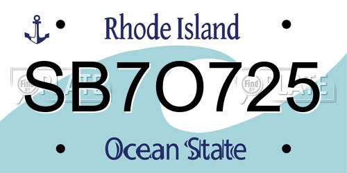 SB7O725 Rhode Island License Plate