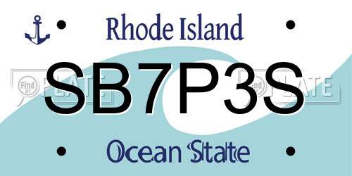 SB7P3S Rhode Island License Plate