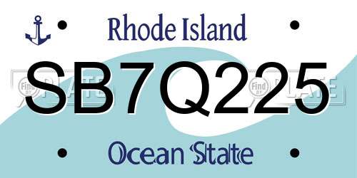 SB7Q225 Rhode Island License Plate