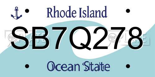 SB7Q278 Rhode Island License Plate