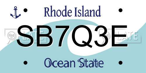 SB7Q3E Rhode Island License Plate