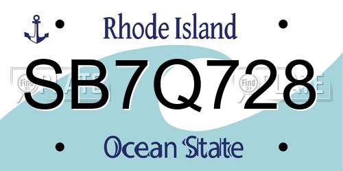 SB7Q728 Rhode Island License Plate