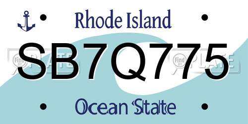 SB7Q775 Rhode Island License Plate