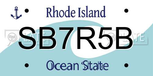 SB7R5B Rhode Island License Plate