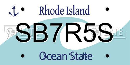 SB7R5S Rhode Island License Plate