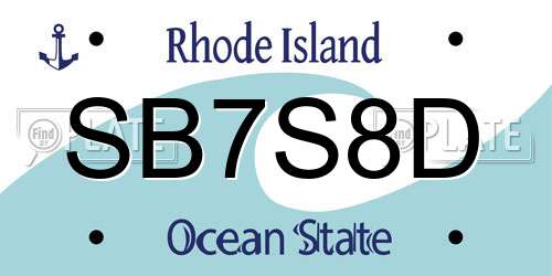 SB7S8D Rhode Island License Plate