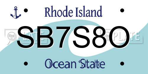 SB7S8O Rhode Island License Plate