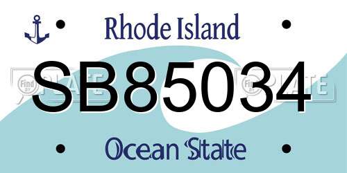 SB85034 Rhode Island License Plate