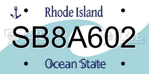SB8A602 Rhode Island License Plate