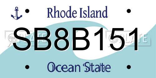 SB8B151 Rhode Island License Plate