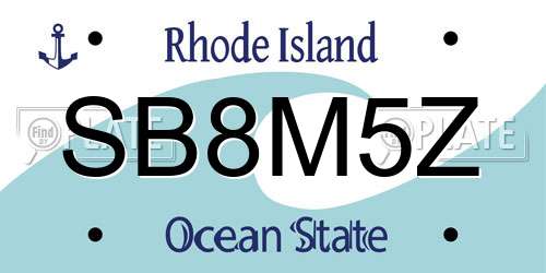 SB8M5Z Rhode Island License Plate