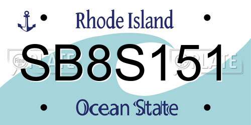 SB8S151 Rhode Island License Plate