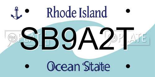 SB9A2T Rhode Island License Plate