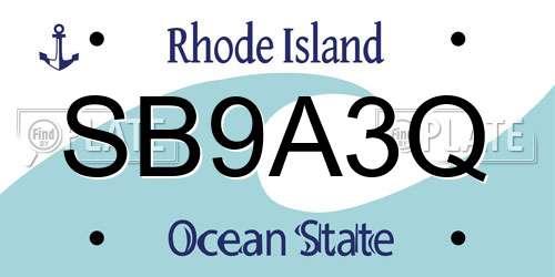 SB9A3Q Rhode Island License Plate
