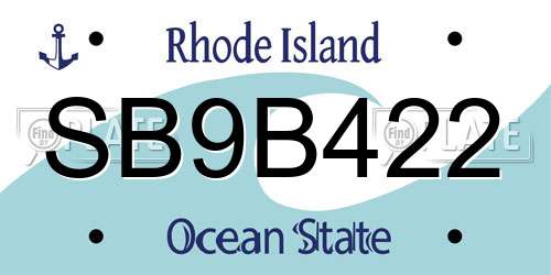 SB9B422 Rhode Island License Plate