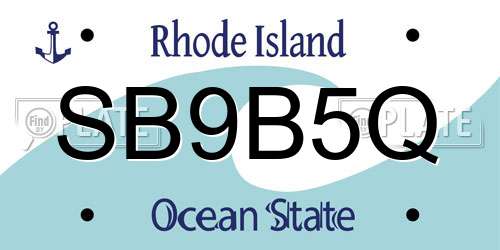 SB9B5Q Rhode Island License Plate