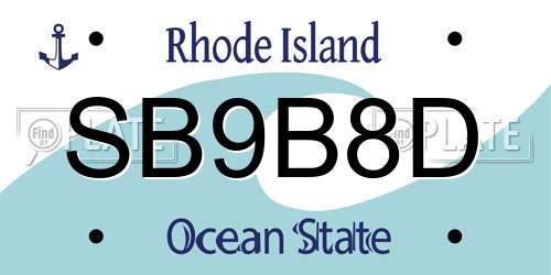 SB9B8D Rhode Island License Plate