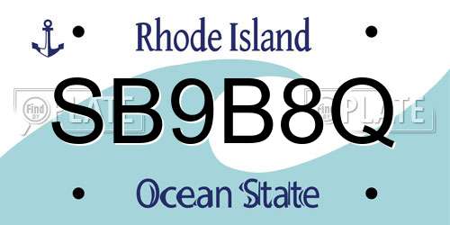 SB9B8Q Rhode Island License Plate